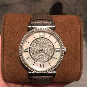 Michael Kors silver and leather watch